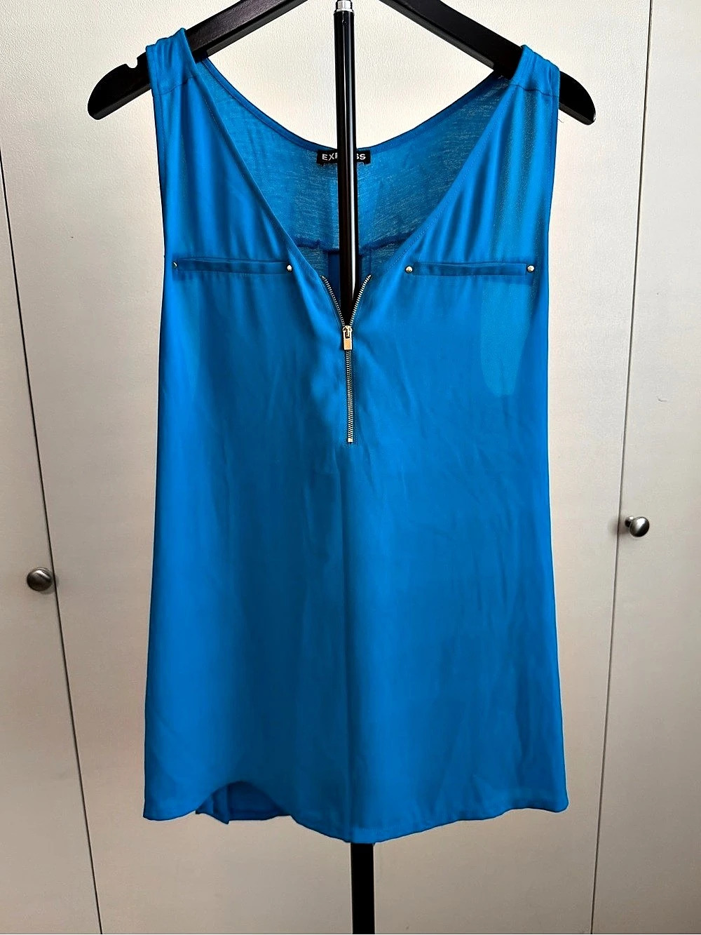 Express Blue Zip Front Tank Top Size Large Like New